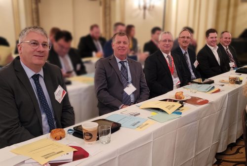 McLean County Farm Bureau board members (from left): Mark Hines, Darren Davis, Brian Dirks, Fred Grieder, David Schuler and J.C. Zimmerman served as delegates to the Illinois Farm Bureau Annual meeting. Arin Rader and Reid Thompson also participated as alternates.