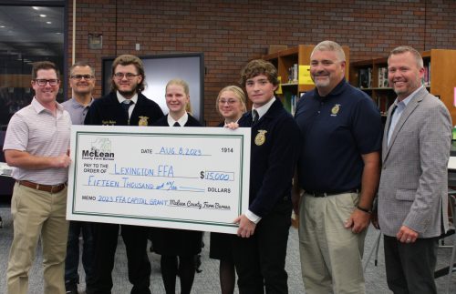 Lexington FFA receives a $15,000 Capital Grant from McLean County Farm Bureau to purchase new welding equipment.